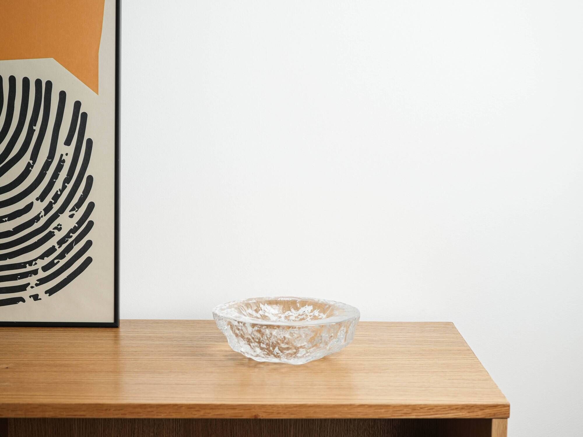 Kosta Boda Textured Glass Platter, Swedish Art Glass, 1960s