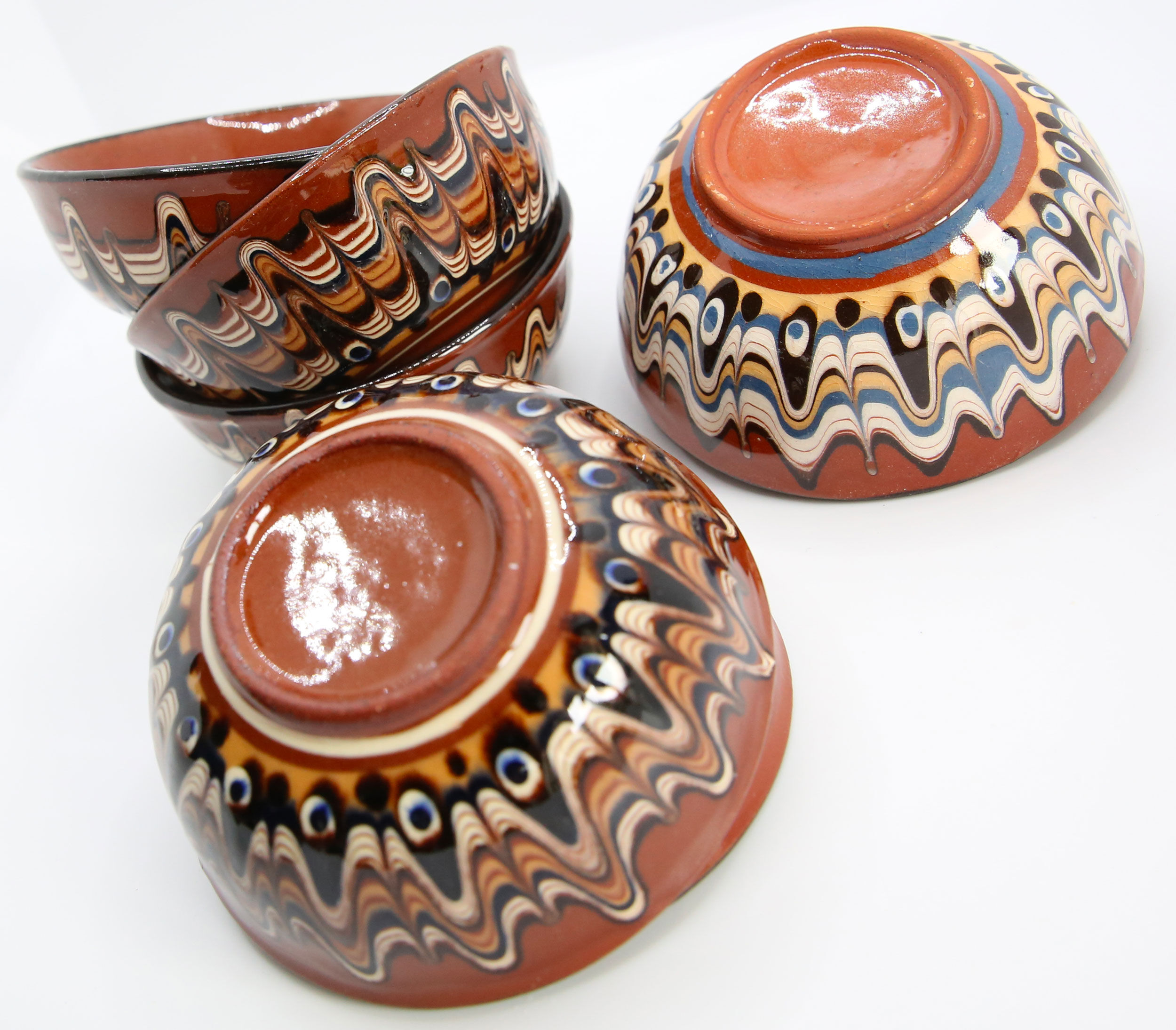 Set of 7 handcrafted Bulgarian ceramic bowls