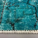 Distressed Turkish Runner 272x78 cm wool Vintage rug, Overdyed Blue