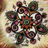 Vintage earthenware dish Quimper Fouillen floral decoration around 1950