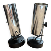 paire spot 1970 vintage tube inox ou chrome ou alu