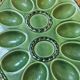 Vintage green relief majolica egg dish - 1960s