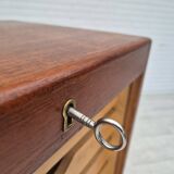 1960s, Danish office cabinet, original condition, teak wood, sliding doors, drawers inside.