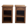 Pair of antique bedside tables / nightstands in raw solid oak.