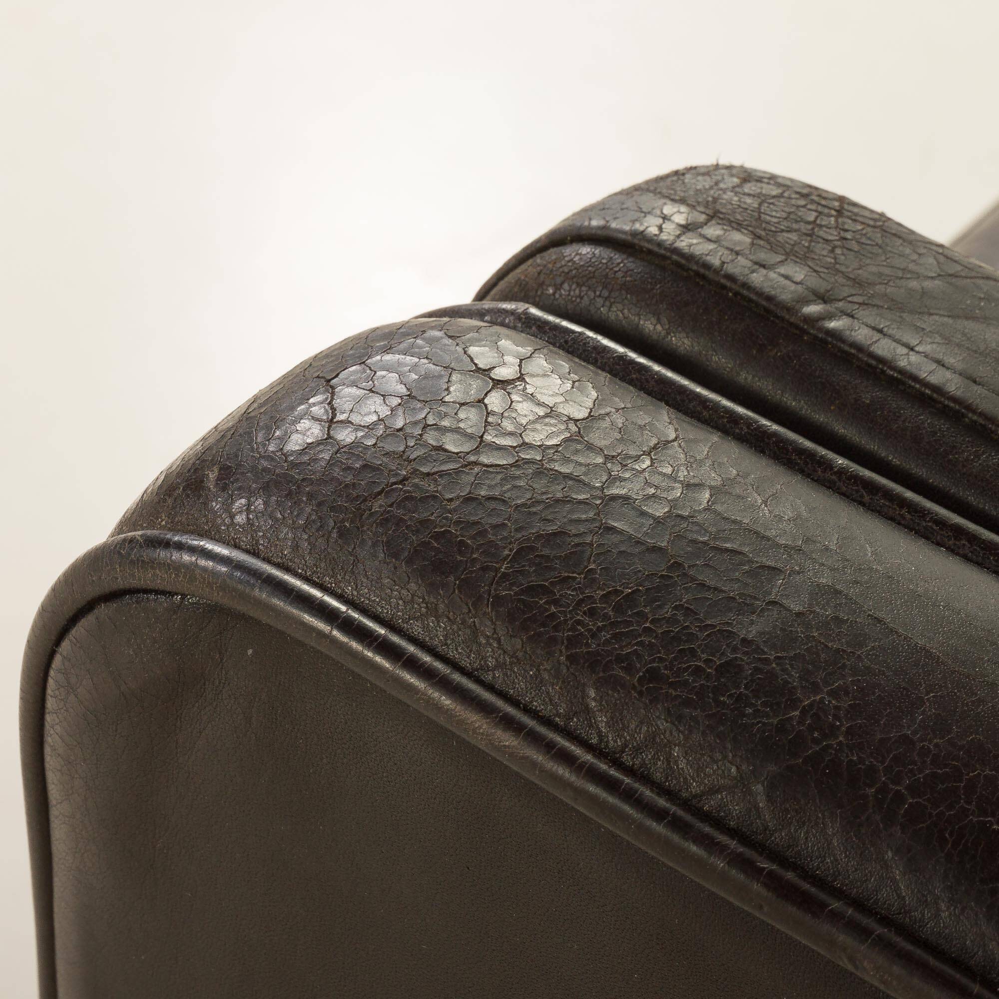 Vintage black leather sofa by Mogens Hansen, Deanmark 1970s