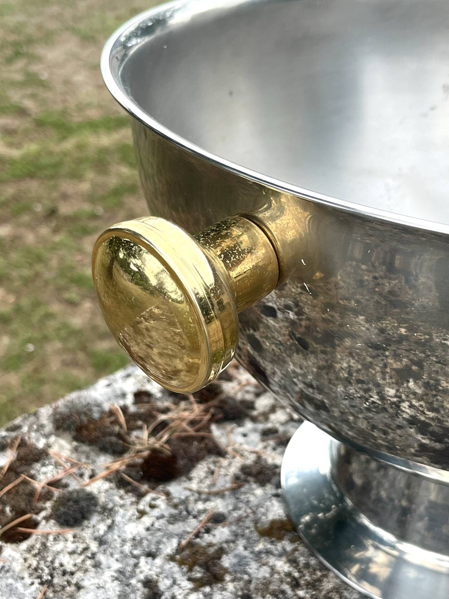 Large Aluminium Champagne Ice Bucket with Gold Tone Handles