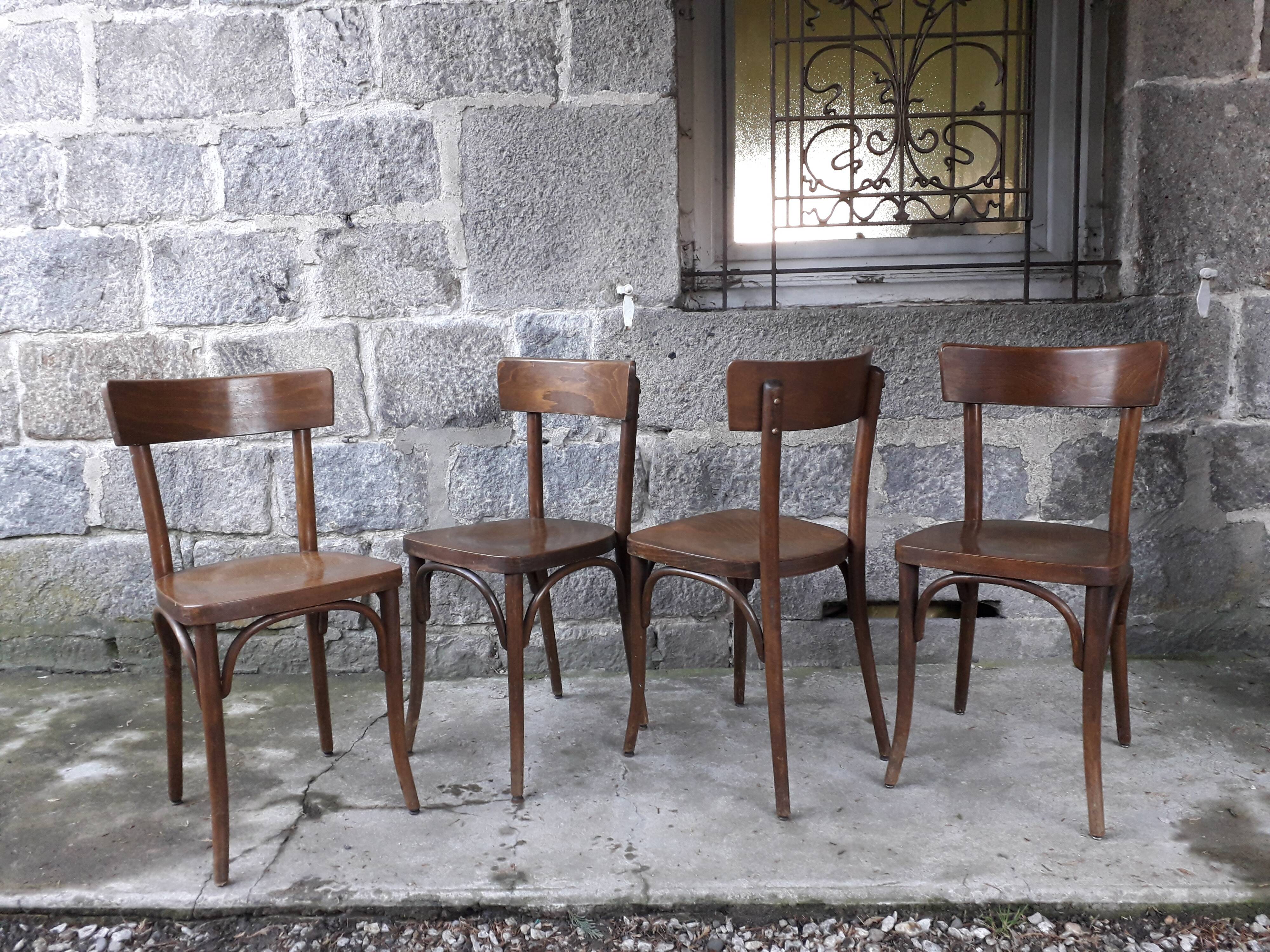 Series of 4 chairs bistro Thonet