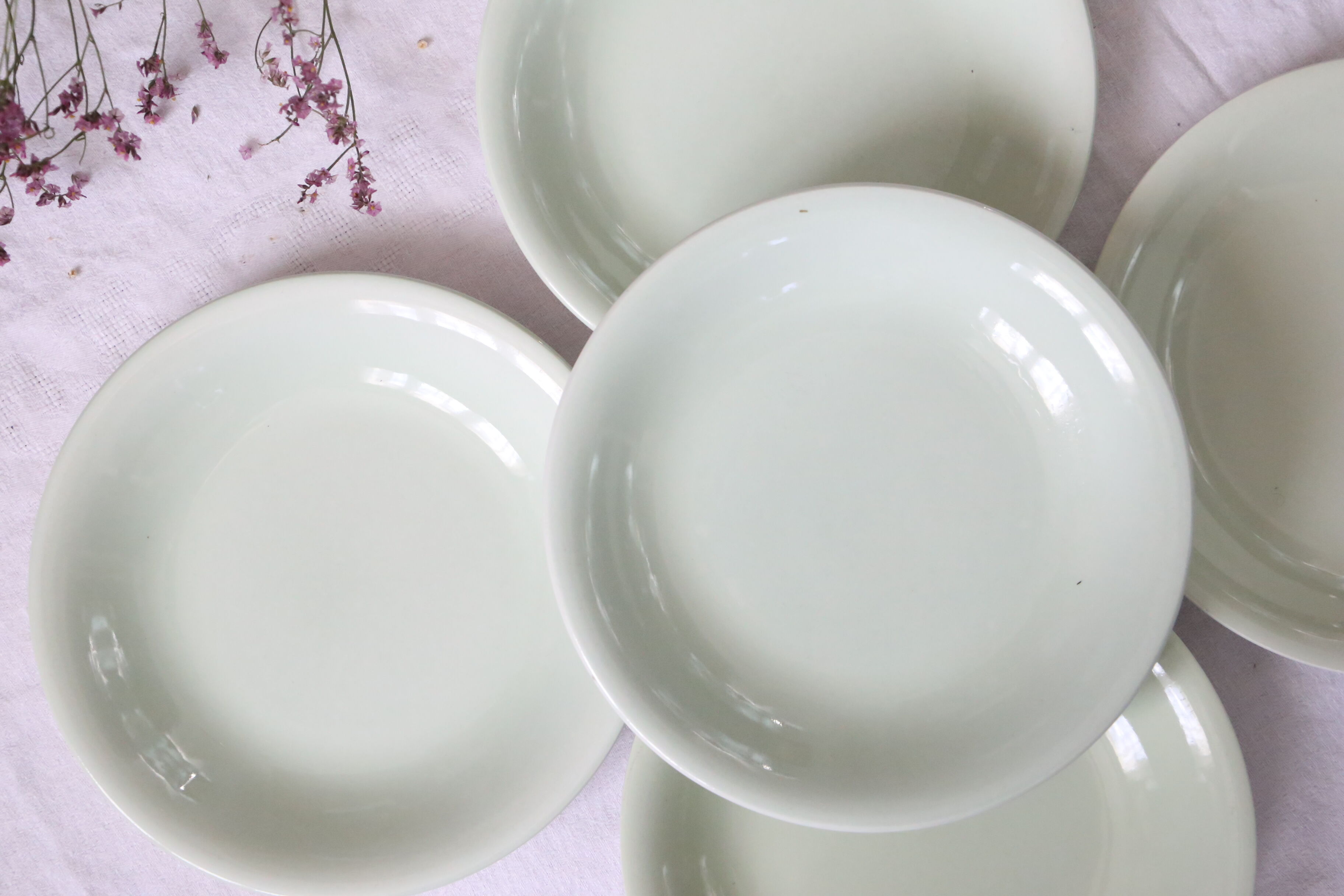 Set of 8 plates ceramic caps / hollows, Salins, vintage
