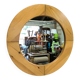 Large round vintage pine mirror