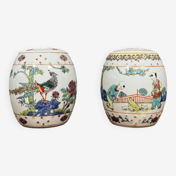 Chinese porcelain tea pots decorated with animated scenes made in the mid-20th century