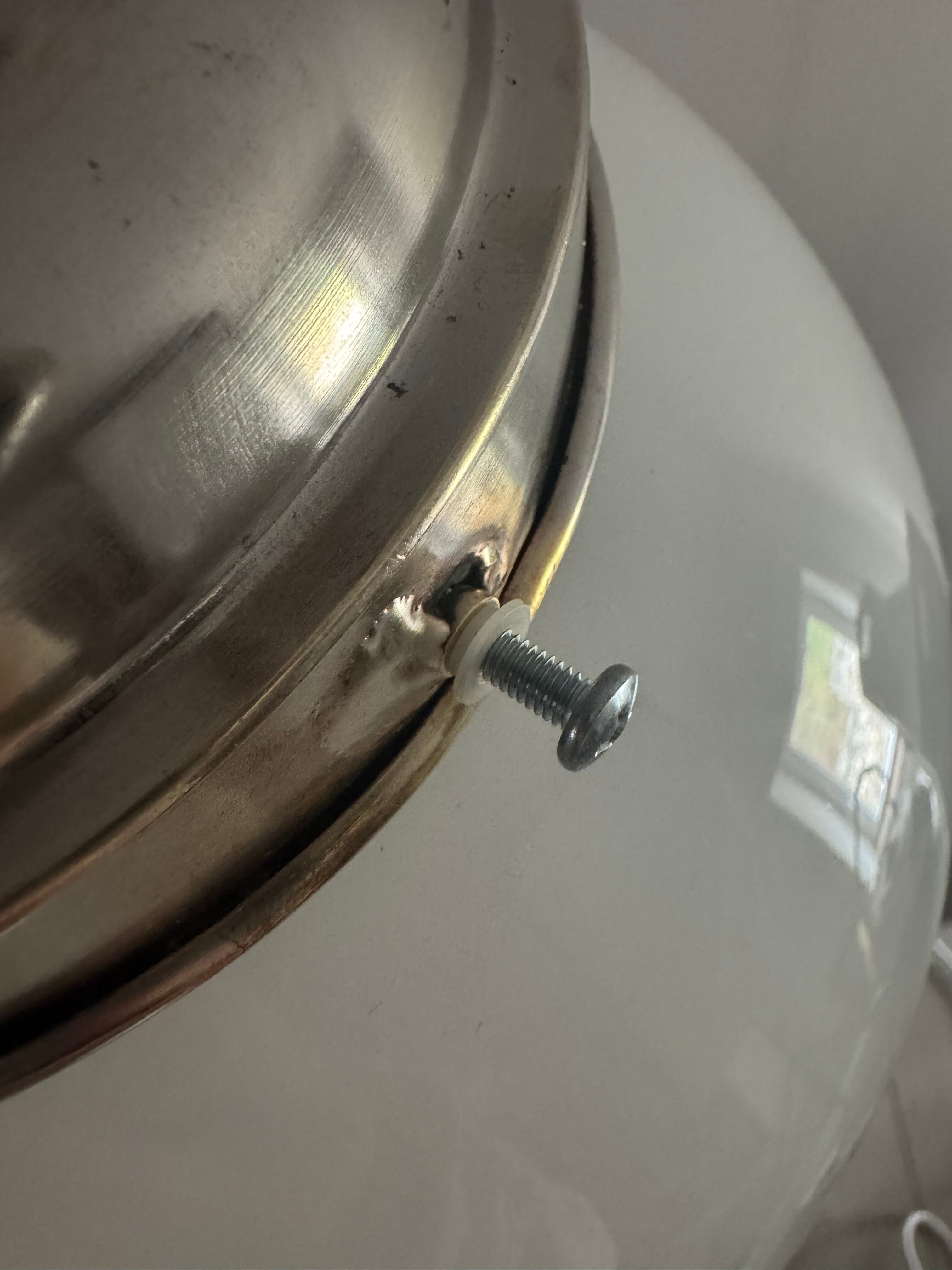 Vintage chrome opaline pendant light, 1970s-80s
