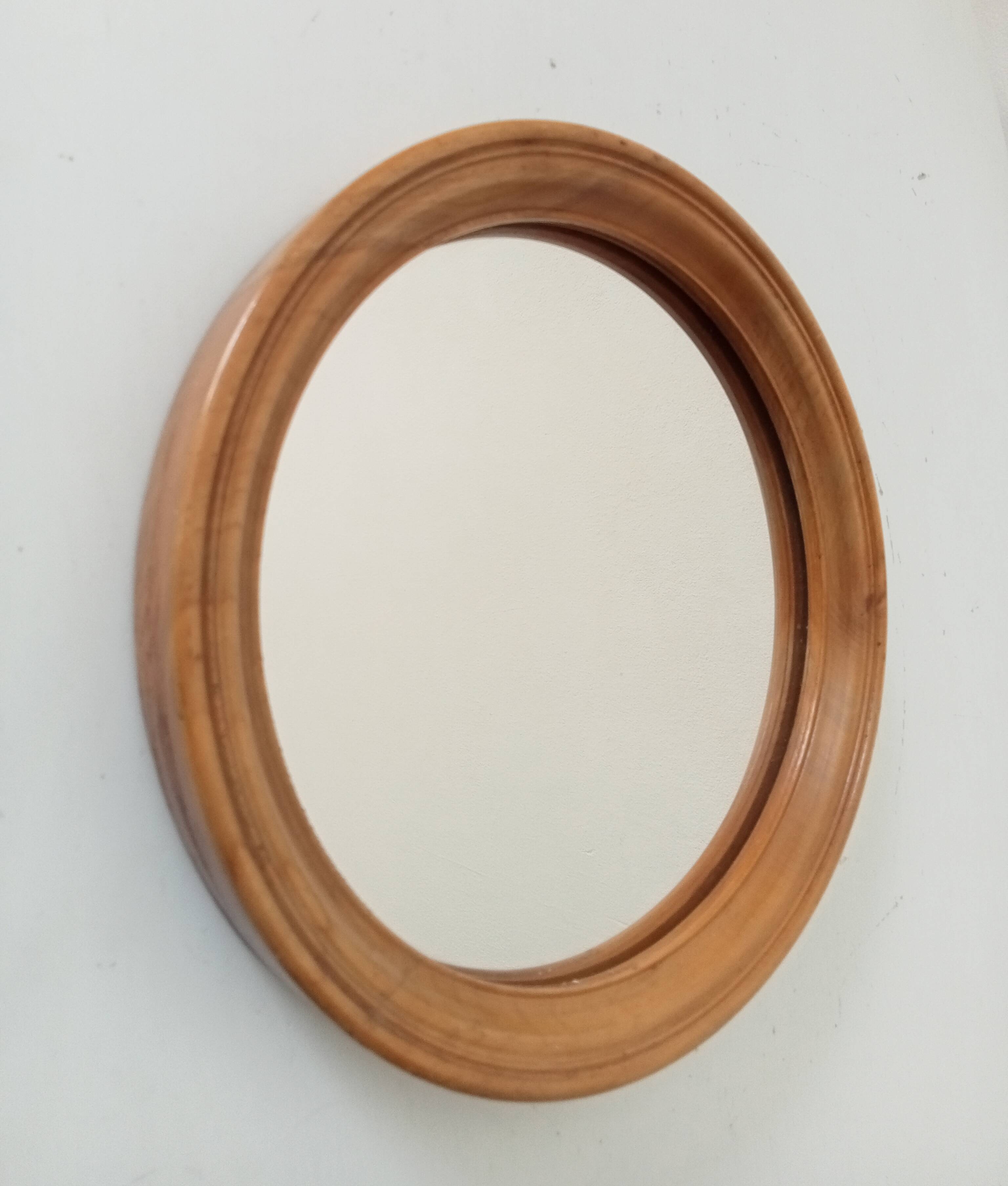 Vintage round wooden mirror