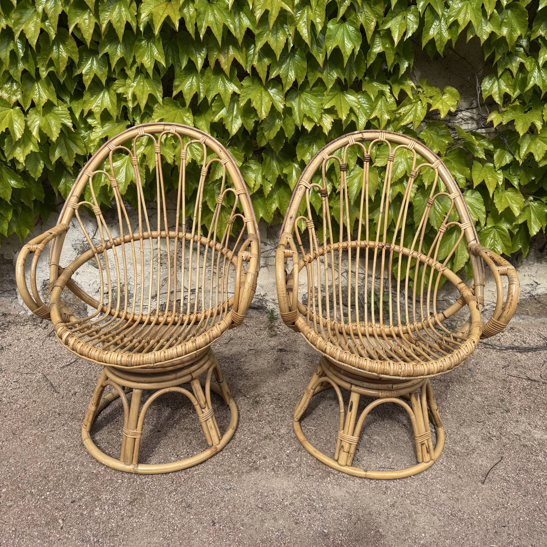 1960s Rattan Egg Chairs from France
