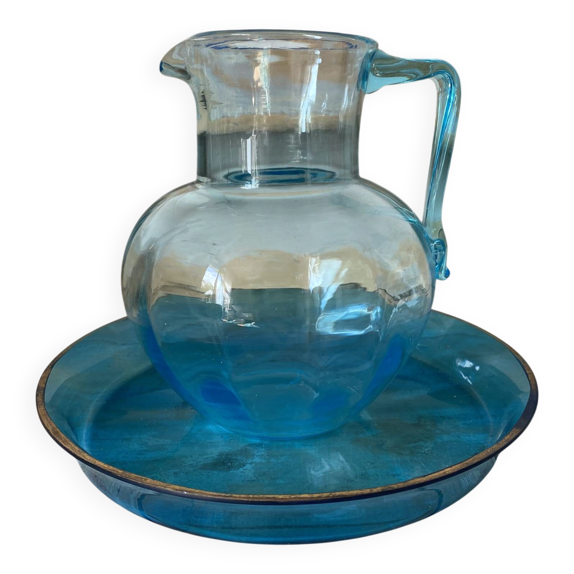 Antique glass jug and tray