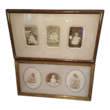 Paire de cadres photographies anciennes