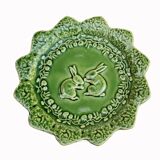 Lot service 6 dessert plates and 1 green dish Bordallo Pinheiro Portugal rabbit rabbit vintage