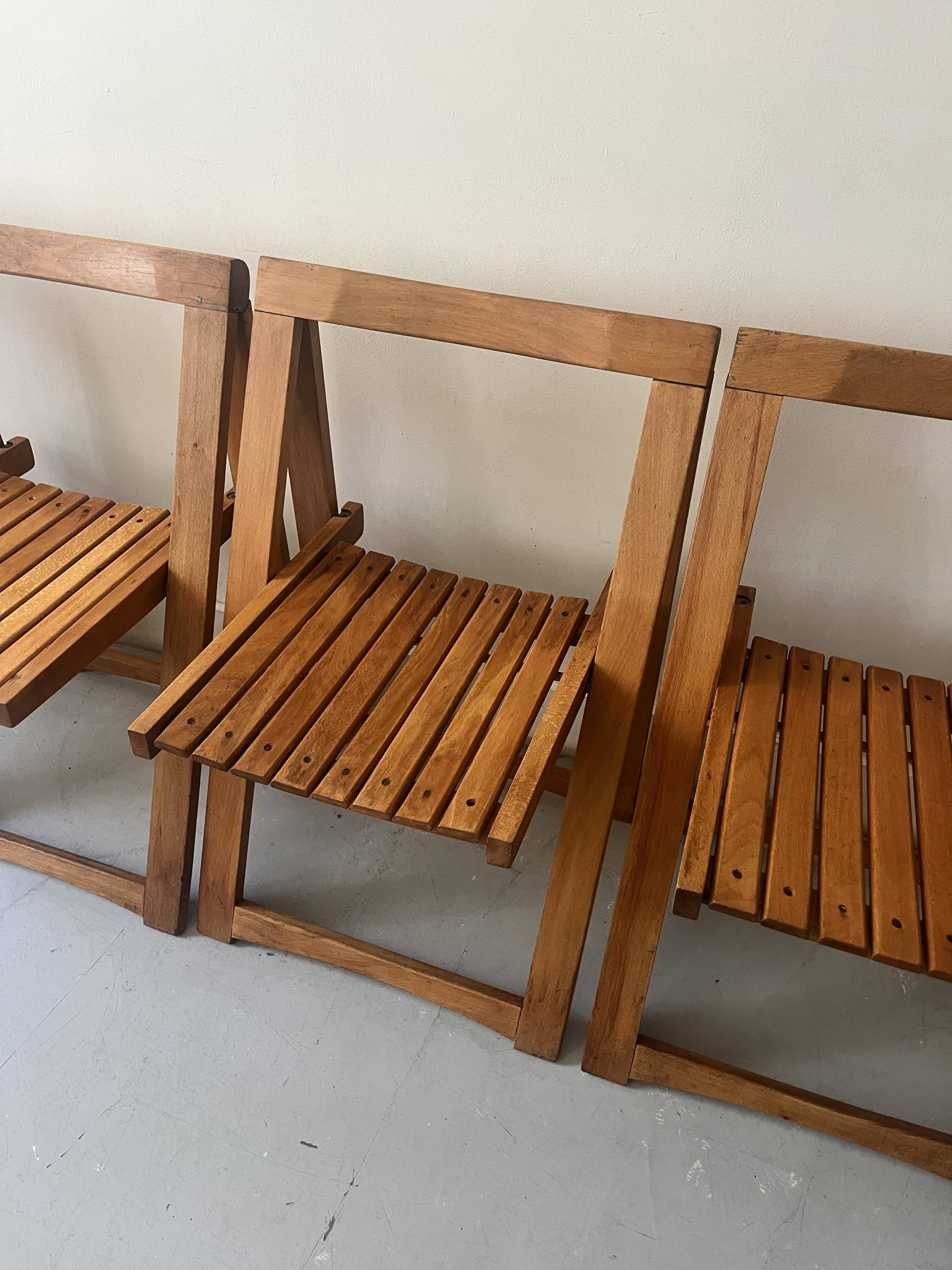 set of 4 italian wooden folding chairs by Aldo Jacober, design 1960 - 1970