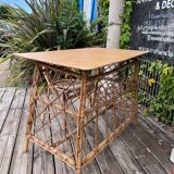 Petit bureau en rotin avec chaise