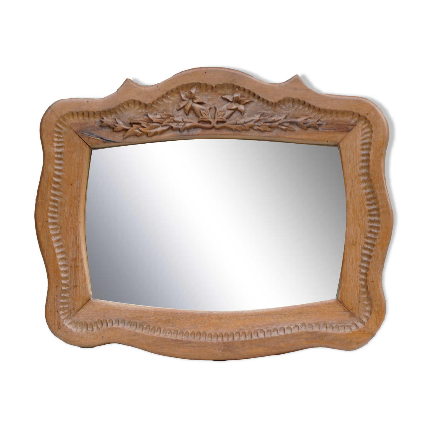 Hand-carved wooden mirror