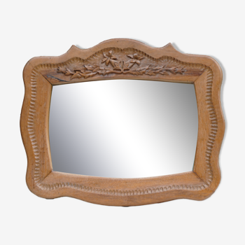 Hand-carved wooden mirror