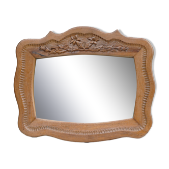 Hand-carved wooden mirror