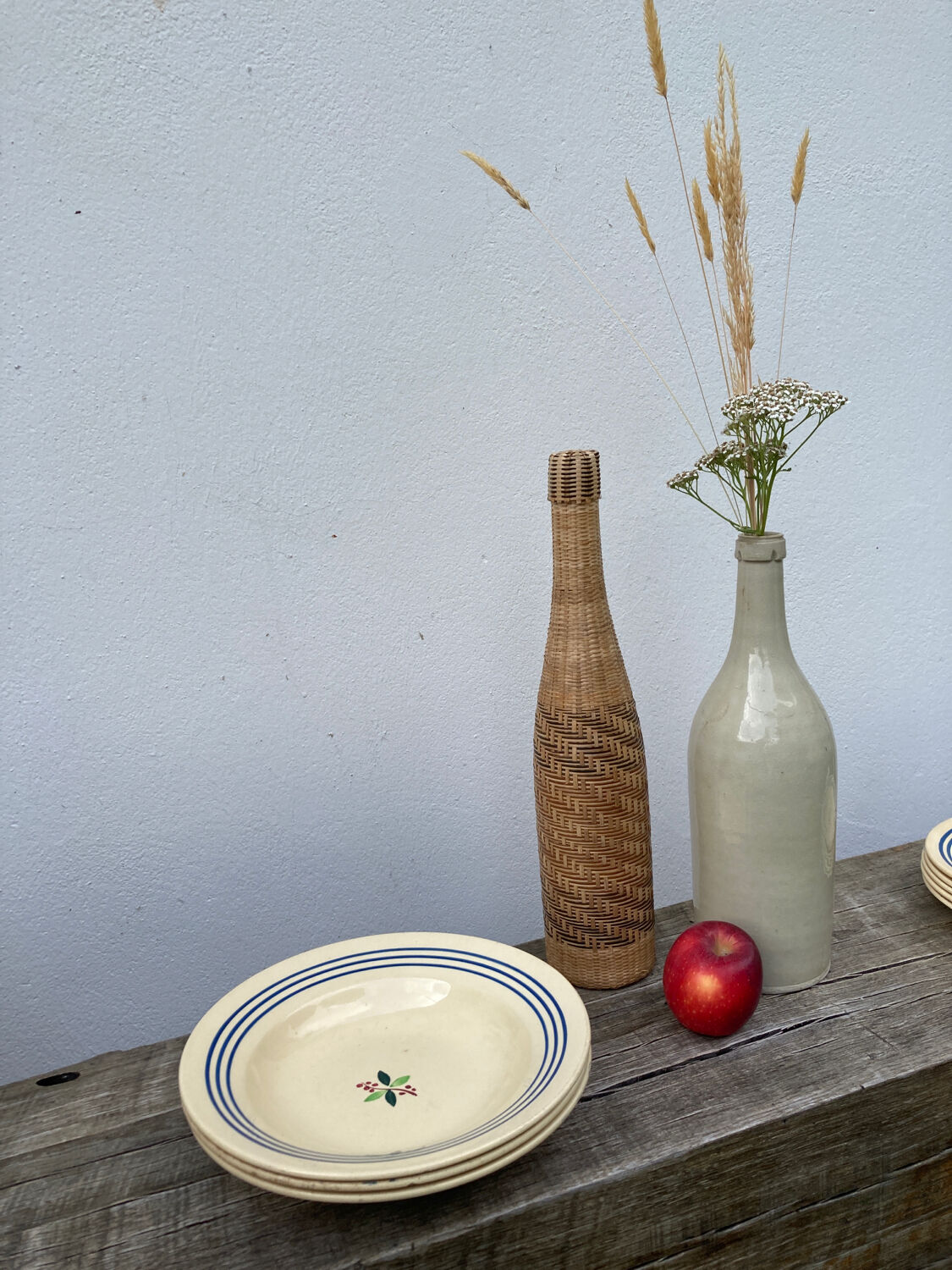 3 vintage beige soup plates Gien model Yvonne