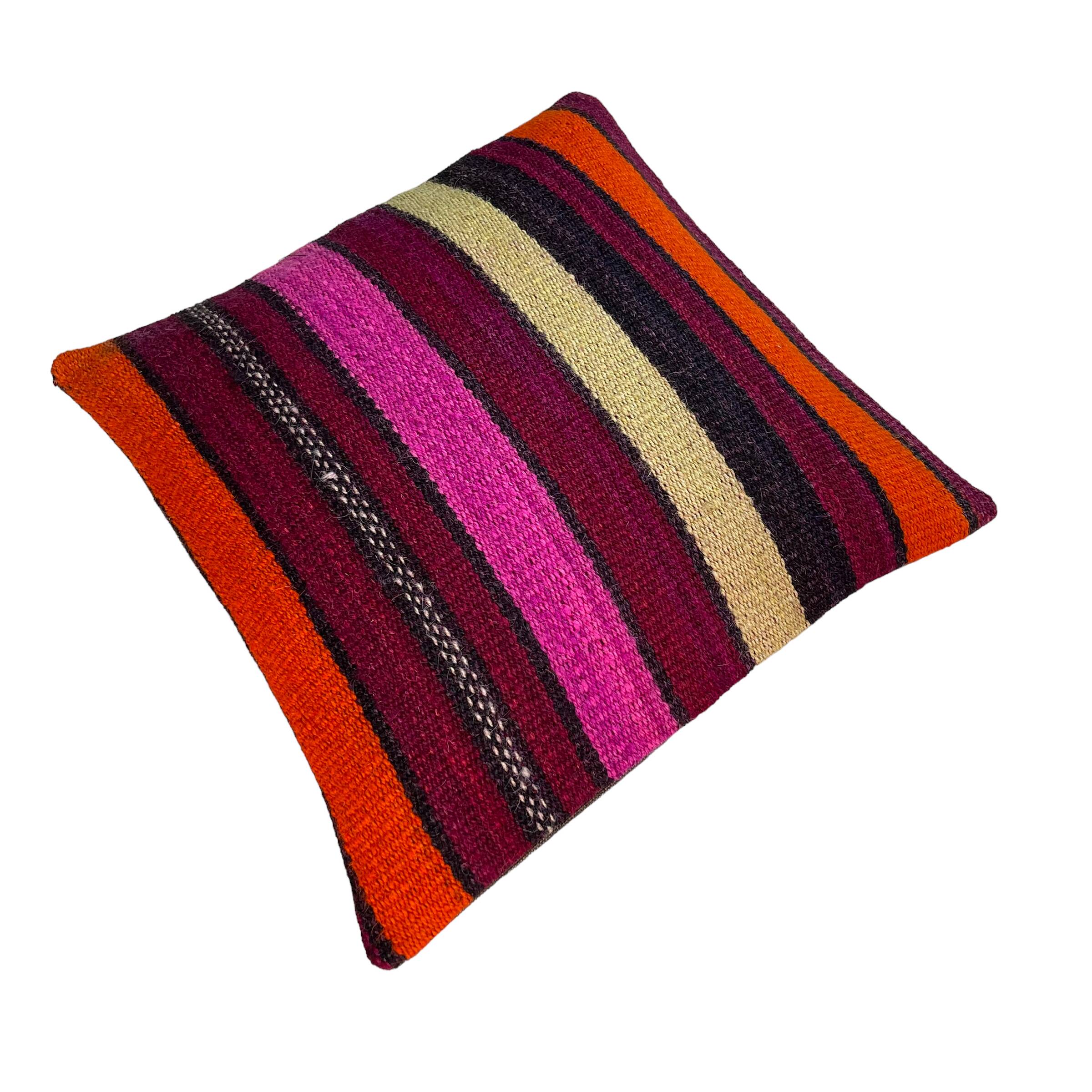 Vintage turkish kilim cushion cover , 40 x 40 cm