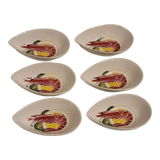 6 vintage aperitif cups shrimp décor