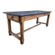 Antique oak farmhouse table with cat bar and 2 end drawers