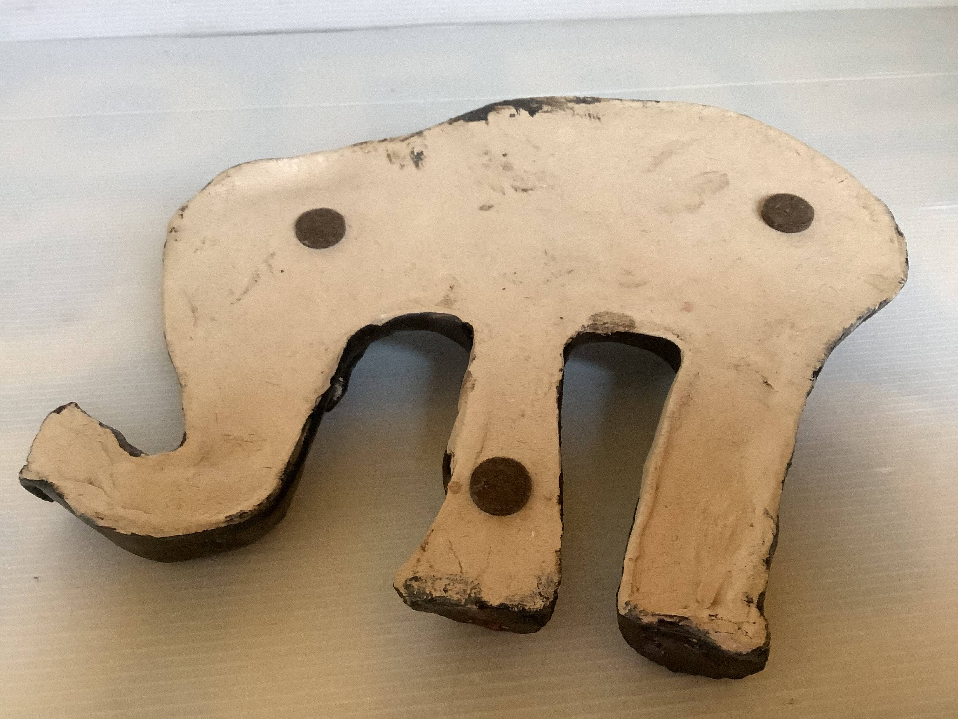 Iridescent ceramic elephant candlestick signed