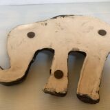 Iridescent ceramic elephant candlestick signed