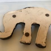 Iridescent ceramic elephant candlestick signed