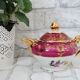 Teapot in Limoges porcelain, burgundy and gold