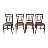 set of 4 bistro chairs in turned wood and canework stamped early 20th century