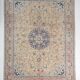 Antique Turkish wool rug in faded floral patterns, 10 x 13 feet.