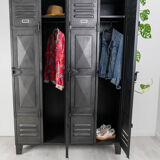 Very nice vintage metal industrial cloakroom with diamond-tipped doors