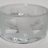 Thick frosted glass ashtray and pocket tray, 1980s savannah design, 13 cm.
