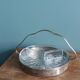 Aperitif platter, metal server and glass ramekins, Art Deco