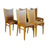 Suite de 5 chaises des années 70 bois et skaï