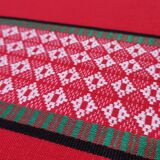 Red, white/black and green rectangular tablecloth