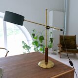 Mid-century modern table lamp in brass and walnut, rare by Einar Bäckström, Sweden.