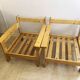Pair of Scandinavian pine armchairs, 1970