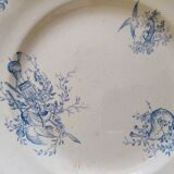 Assiettes plates en faïence de Sarreguemines , Watteau , U & C , années 50
