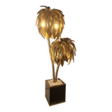 Lampe de table palmier en laiton vintage Maison Jansen, années 1970, France