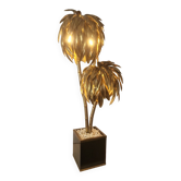 Lampe de table palmier en laiton vintage Maison Jansen, années 1970, France