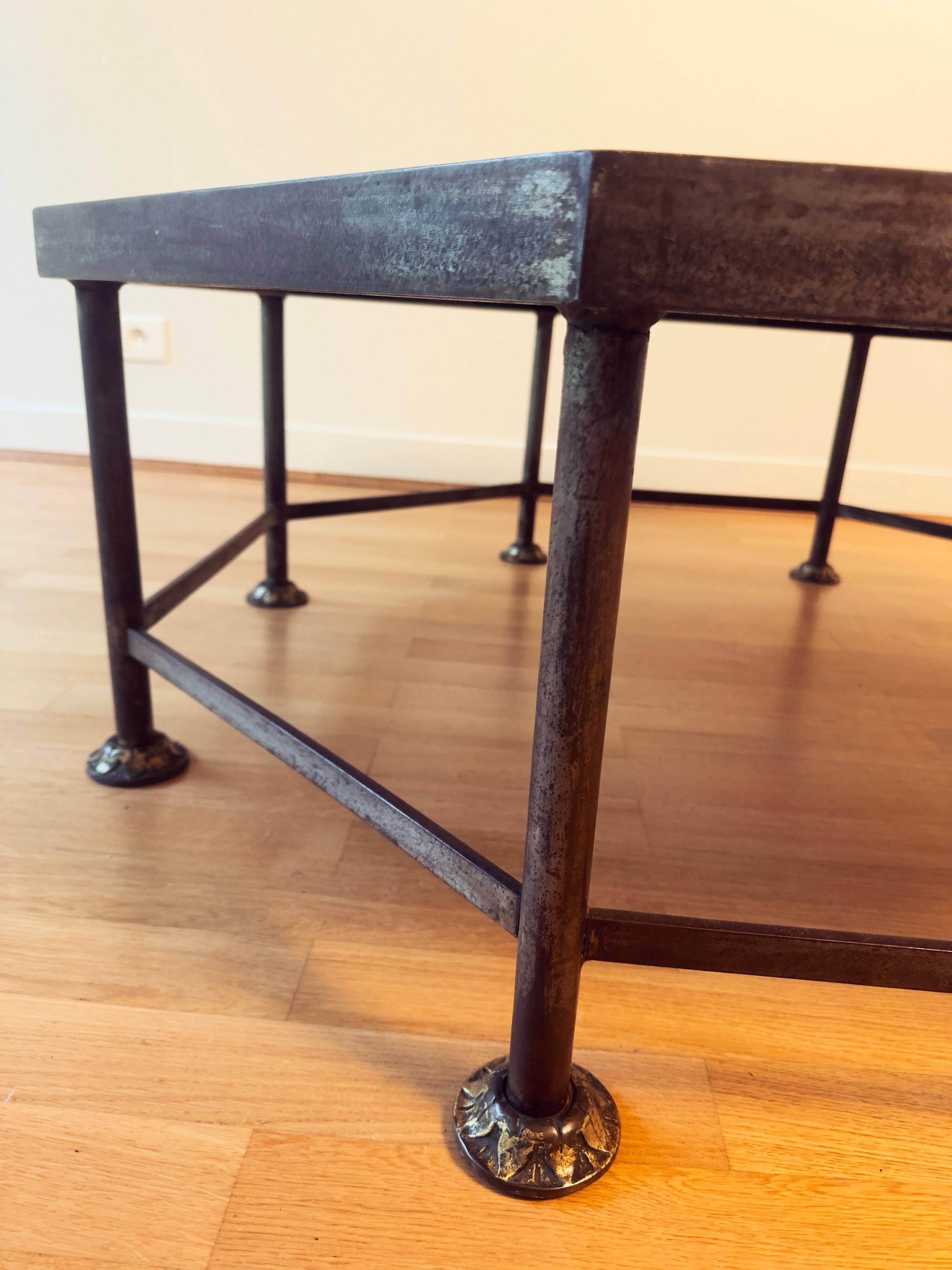 French Octagonal Travertine Coffee Table in the Style of Maison Jansen, 1960s