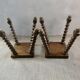 Pair of solid wood stools, carved legs