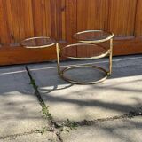 Vintage brass swivel coffee table in the style of Milo Baughman, 1970s