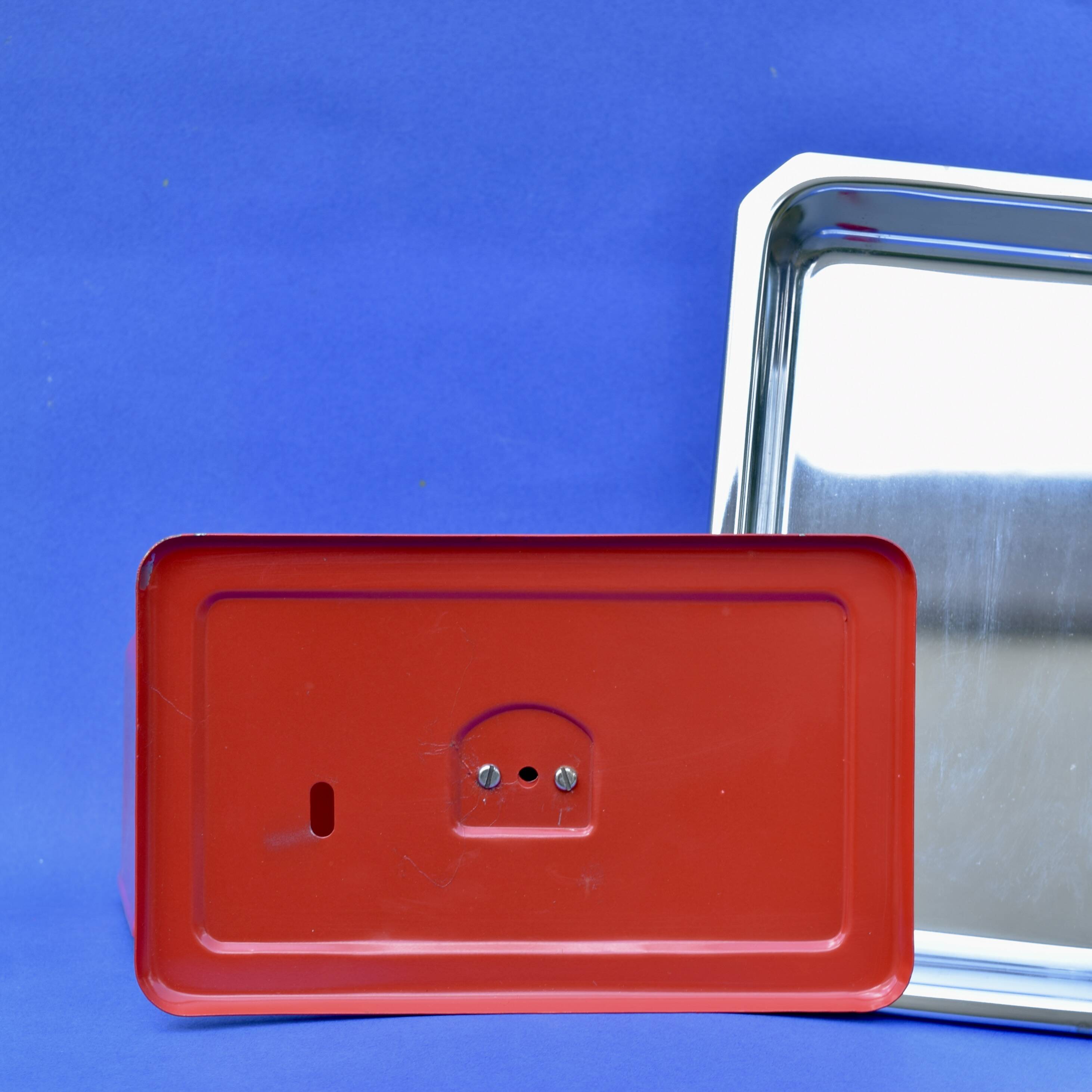 STUBE - Vintage red enameled metal kitchen scale in its original box - Force 10