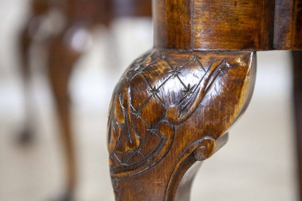 Vintage English Walnut Chairs, 1920s, Set of 3